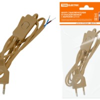 Шнур с выключателем и плоской вилкой с вырезом ШУ03В ШВВП 2х0,75мм2 2 м. бронза TDM