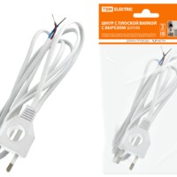 Шнур с плоской вилкой с вырезом ШУ04 ШВВП 2х0,75мм2 1,7 м. белый TDM