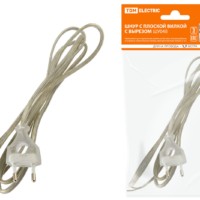 Шнур с плоской вилкой с вырезом ШУ04 ШВВП 2х0,75мм2 1,7 м. прозрачный TDM