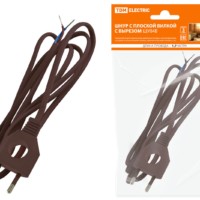 Шнур с плоской вилкой с вырезом ШУ04 ШВВП 2х0,75мм2 1,7 м. коричневый “ЭКО” TDM