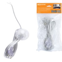 Шнур с ножным выключателем и плоской вилкой ШУН01В ШВВП 2х0,75мм2 3,5м. прозрачный TDM