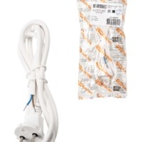 Шнур сетевой с вилкой ПВС-ВП 2×0,75мм2 1,5м б/з белый TDM