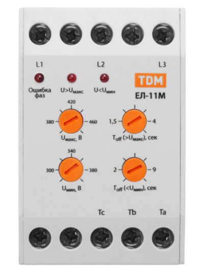 Реле контроля фаз серии ЕЛ-11М-3х380В (1п-контакт) TDM — изображение 3