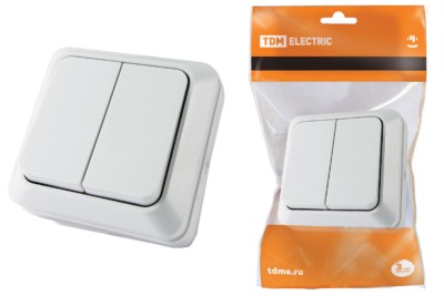 Выключатель 2кл. ОУ IP20 10А белый Ладога TDM