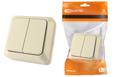 Выключатель 2кл. ОУ IP20 10А сл. кость Ладога TDM