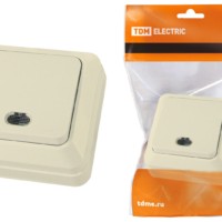 Выключатель 1кл. ОУ с подсветкой IP20 10А сл. кость Ладога TDM