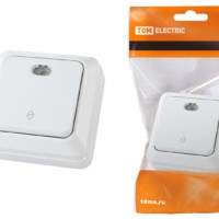 Переключатель на 2 направления 1-кл. открытой установки с подсветкой IP20 10А, белый “Ладога” TDM