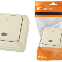 Переключатель на 2 направления 1-кл открытой установки с подсветкой IP20 10А, сл. кость “Ладога” TDM