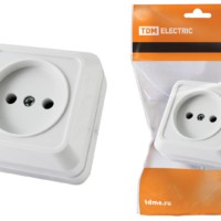 Розетка 2П открытой установки IP20 10А, белая “Ладога” TDM