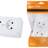 Розетка двойная 2П открытой установки IP20 10А, белая “Ладога” TDM
