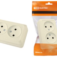 Розетка двойная 2П открытой установки IP20 10А, сл. кость “Ладога” TDM