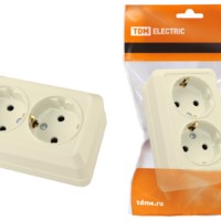 Розетка двойная 2П+3 открытой установки IP20 16А, сл. кость “Ладога” TDM