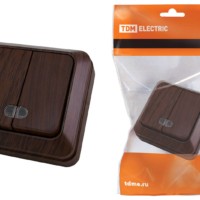 Выключатель 2кл. ОУ с подсветкой IP20 10А бук Ладога TDM