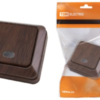 Переключатель на 2 направления 1-кл. открытой установки с подсветкой IP20 10А, бук “Ладога” TDM