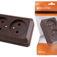 Розетка двойная 2П открытой установки IP20 10А, бук “Ладога” TDM