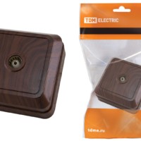 Розетка TВ простая (0-2400 Гц, “мама”) открытой установки, IP20 бук “Ладога” TDM