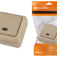 Выключатель 1кл. ОУ с подсветкой IP20 10А сосна Ладога TDM