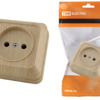 Розетка 2П открытой установки IP20 10А, сосна “Ладога” TDM