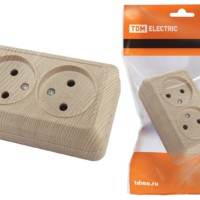 Розетка двойная 2П открытой установки IP20 10А, сосна “Ладога” TDM