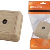 Розетка TВ простая (0-2400 Гц, “мама”) открытой установки, IP20 сосна “Ладога” TDM