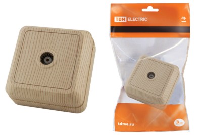 Розетка TВ простая (0-2400 Гц, “мама”) открытой установки, IP20 сосна “Ладога” TDM