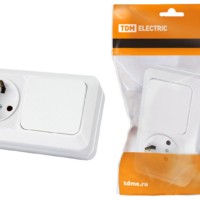 Блок комбинированный выкл. 1-кл. 10А + розетка 2П+З 16А 250В БКВР IP20 белый “Ладога” TDM