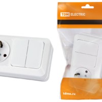Блок комбинированный выкл. 2-кл. 10А + розетка 2П+З 16А 250В БКВР IP20 белый “Ладога” TDM