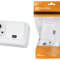 Блок комбинированный выключатель 1-кл. с подсветкой 10А + розетка 2П+З 16А 250В БКВР IP20 белый “Ладога” TDM