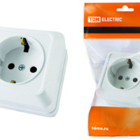 Розетка 2П+3 открытой установки IP20 16А 250В (керамика) белая “Ладога” TDM