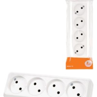 Розетка 4-х местная горизонтальная 2П открытой установки IP20 10A белая “Ладога” TDM