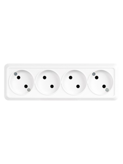 Розетка 4-х местная горизонтальная 2П открытой установки IP20 10A белая "Ладога" TDM — изображение 3
