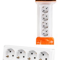 Розетка 4-х местная горизонтальная 2П+3 открытой установки IP20 16A белая “Ладога” TDM