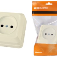 Розетка 2П открытой установки IP20 10А 250В (керамика) сл. кость “Ладога” TDM