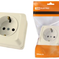 Розетка 2П+3 открытой установки IP20 16А 250В (керамика) сл. кость “Ладога” TDM