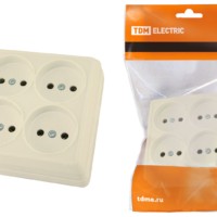 Розетка четырехместная 2П открытой установки IP20 10А сл. кость “Ладога” TDM