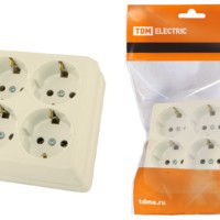 Розетка четырехместная 2П+3 открытой установки IP20 16A сл.кость “Ладога” TDM