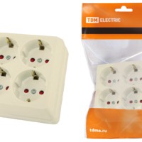 Розетка четырехместная 2П+3 открытой установки IP20 16A с защитными шторками сл.кость “Ладога” TDM
