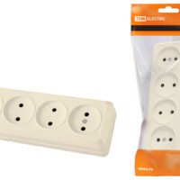 Розетка 4-х местная горизонтальная 2П открытой установки IP20 10A сл. кость “Ладога” TDM