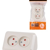 Розетка угловая двойная 2П открытой установки с з/ш IP20 250В 10А сл. кость “Ладога” TDM