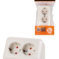 Розетка угловая двойная 2П+3 открытой установки с з/ш IP20 250В 16А сл. кость “Ладога” TDM