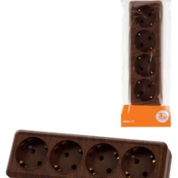 Розетка 4-х местная горизонтальная 2П+3 открытой установки IP20 16A бук “Ладога” TDM