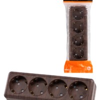 Розетка 4-х местная горизонтальная 2П+3 открытой установки IP20 16A с з/ш бук “Ладога” TDM