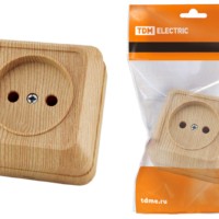 Розетка 2П открытой установки IP20 10А 250В (керамика) сосна “Ладога” TDM