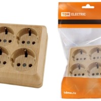 Розетка четырехместная 2П+3 открытой установки IP20 16A сосна “Ладога” TDM
