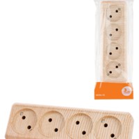 Розетка 4-х местная горизонтальная 2П открытой установки IP20 10A сосна “Ладога” TDM