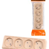 Розетка 4-х местная горизонтальная 2П открытой установки IP20 10A с з/ш сосна “Ладога” TDM