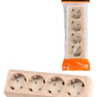 Розетка 4-х местная горизонтальная 2П+3 открытой установки IP20 16A с з/ш сосна “Ладога” TDM