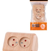 Розетка угловая двойная 2П открытой установки с з/ш IP20 250В 10А сосна “Ладога” TDM