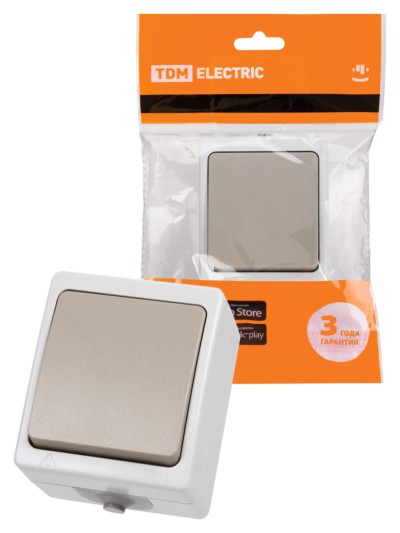 Выключатель 1кл. ОУ IP54 10А серый Вуокса TDM