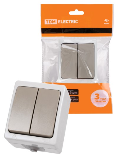 Выключатель 2кл. ОУ IP54 10А серый Вуокса TDM